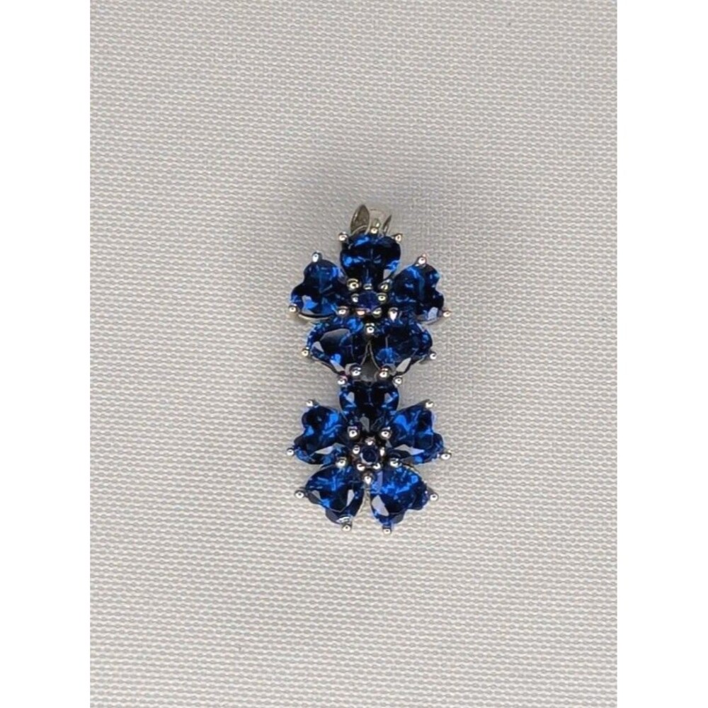 Lab Created Blue Spinel Pendant - Sterling Silver